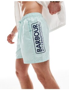 Barbour International - Pantaloncini da bagno verde chiaro con logo