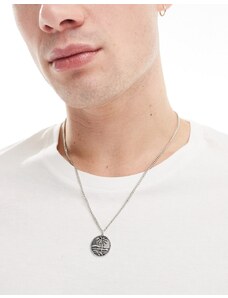 Faded Future - Collana argentata con ciondolo a forma di moneta con palma-Argento