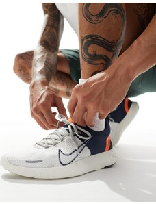 Nike - Running Free Run Flyknit NN - Sneakers grigie e arancioni-Grigio