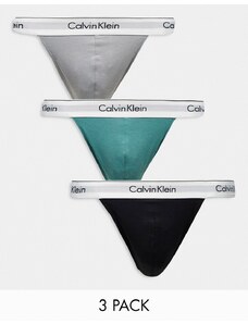 Calvin Klein - Modern Cotton Stretch - Confezione multipack da 3 perizomi multicolore