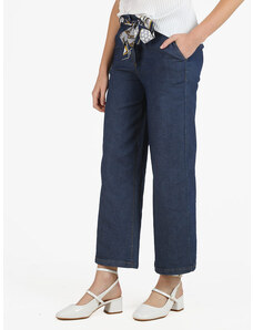 Fashion Pantaloni Donna Effetto Jeans a Gamba Larga Casual Taglia M