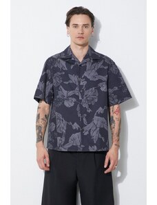 Neil Barrett camicia in cotone Boxy Bold Flowers Print Short Sleeve Shirt uomo colore grigio MY60214A-Y059-763N