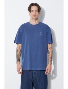 Carhartt WIP t-shirt in cotone S/S Nelson T-Shirt uomo colore blu navy I029949.1ZFGD