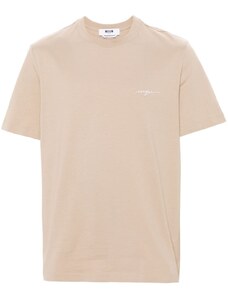 MSGM T-shirt beige logo corsivo
