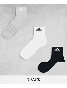 adidas performance adidas - Training - Confezione da 3 paia di calzini alla caviglia neri, bianchi e grigi-Multicolore