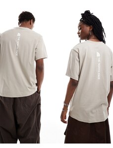 The North Face - NSE - T-shirt oversize tortora con stampa del logo verticale sul retro-Neutro
