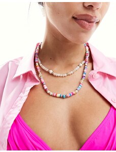South Beach - Collana doppio strato rosa con perline