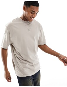 ASOS DESIGN - T-shirt oversize color pietra in piqué-Neutro