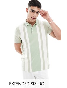 ASOS DESIGN - Polo verde a righe bianche-Multicolore