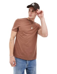 ASOS DESIGN - T-shirt girocollo marrone