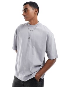 ASOS DESIGN - T-shirt oversize grigia con cuciture-Grigio