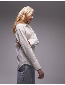 Topshop - Camicia stropicciata color avorio con doppia tasca-Bianco