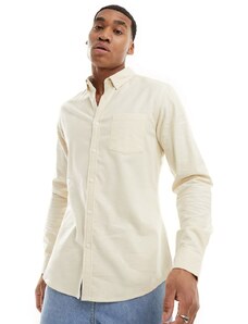 ASOS DESIGN - Camicia Oxford slim fit color crema-Bianco