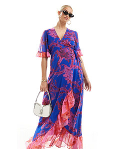 Hope & Ivy Maternity - Vestito lungo a portafoglio con stampa mista a fiori-Multicolore