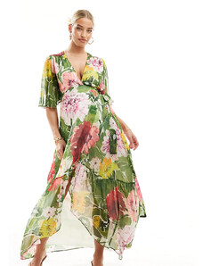 Hope & Ivy Maternity - Vestito lungo a portafoglio verde a fiori