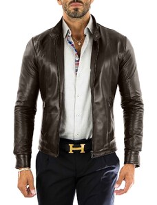 Giacca Biker In Pelle PU Uomo Slim Cuciture Frontali Outlet Rindway