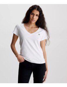 Calvin Klein Jeans T-Shirt Slim con Scollo a V Bianca Donna