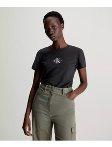 Calvin Klein Jeans T-Shirt Slim Con Monogramma Nera Donna