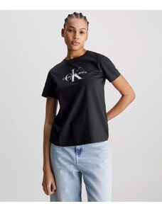 Calvin Klein Jeans T-Shirt Con Logo Iridescente Nera Donna