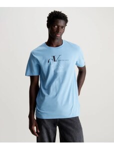 Calvin Klein Jeans T-Shirt con Logo Monogramma Celeste Uomo