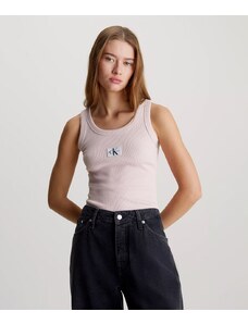 Calvin Klein Jeans Canotta A Costine In Cotone Rosa Donna
