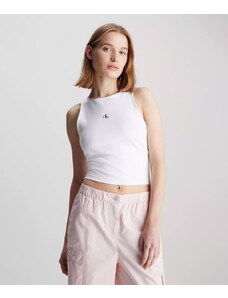 Calvin Klein Jeans Top Con Cut-Out In Jersey Bianco Donna
