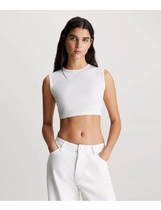 Calvin Klein Jeans Top Corto Con Stampa All-Over Bianco Donna