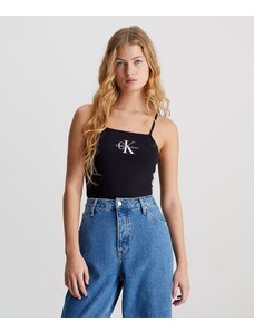 Calvin Klein Jeans Body Con Monogramma In Cotone Elasticizzato Nero Donna
