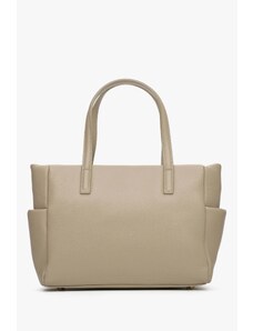Women's Beige Shopper Bag made of Premium Italian Genuine Leather Estro ER00115081