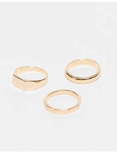 Faded Future - Confezione da 3 anelli color oro con sigillo e a fascia