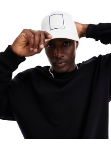 Armani Exchange - Cappello con visiera bianco sporco con riquadro e logo lineare