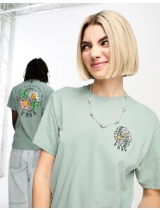 Vans - T-shirt unisex verde con stampa "Elevated minds" sul retro