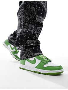 Nike - Dunk - Sneakers alte rétro alte bianche e verdi-Bianco