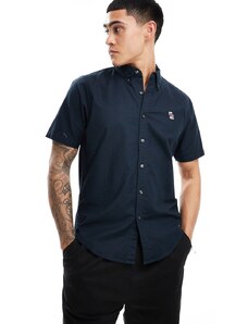 Abercrombie & Fitch - Camicia Oxford a maniche corte con logo blu navy
