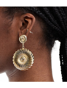 DesignB London - Orecchini appariscenti a spirale color oro spazzolato zigrinati