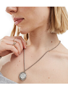 DesignB London - Collana argentata con pendente grande con perla-Argento