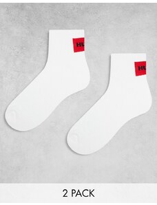 Hugo Red HUGO - Bodywear - Confezione da 2 paia di calzini bianchi con etichetta rossa del logo-Bianco