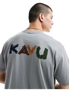 Kavu - T-shirt grigia con logo botanico davanti-Grigio