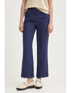 Sisley pantaloni in lino colore blu navy