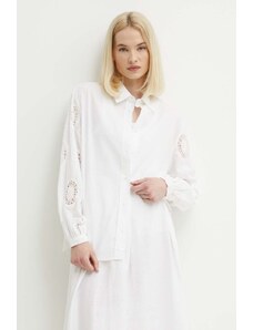 Sisley camicia in cotone donna colore bianco