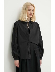 Sisley camicia in cotone donna colore nero