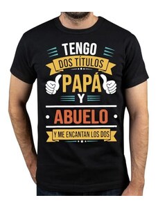 CHUNGUANG I Have Two Titles Dad And Grandpa T Shirt Retro Funny Spanish Saying Father Gift Papa Camiseta Summer Casual Cotton T-Shirts Black L