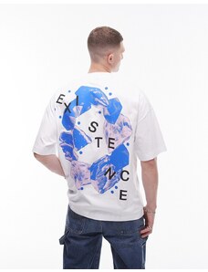 Topman - T-shirt super oversize bianca con stampa “Existence” sul davanti e sul retro-Bianco