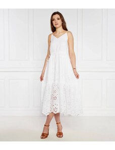 Vestito lungo da damigella bianco in pizzo sangallo