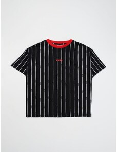 T-shirt Boss Kidswear in cotone con morivo a righe e logo