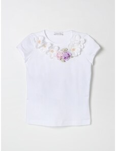 T-shirt Monnalisa in cotone con fiori applicati