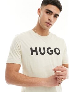HUGO RED - Dulivio - T-shirt color pietra con logo-Neutro