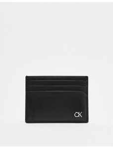 Calvin Klein - Portacarte nero con scritta "CK" in metallo