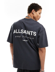 AllSaints - Underground - T-shirt oversize blu notte - In esclusiva per ASOS