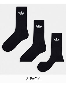 adidas Originals - Confezione da 3 paia di calzini ammortizzati neri con trifoglio-Nero